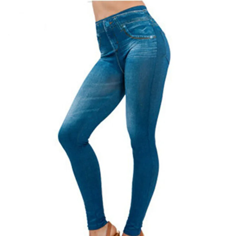 Denim-Print Leggings – High Waist, Super Stretch